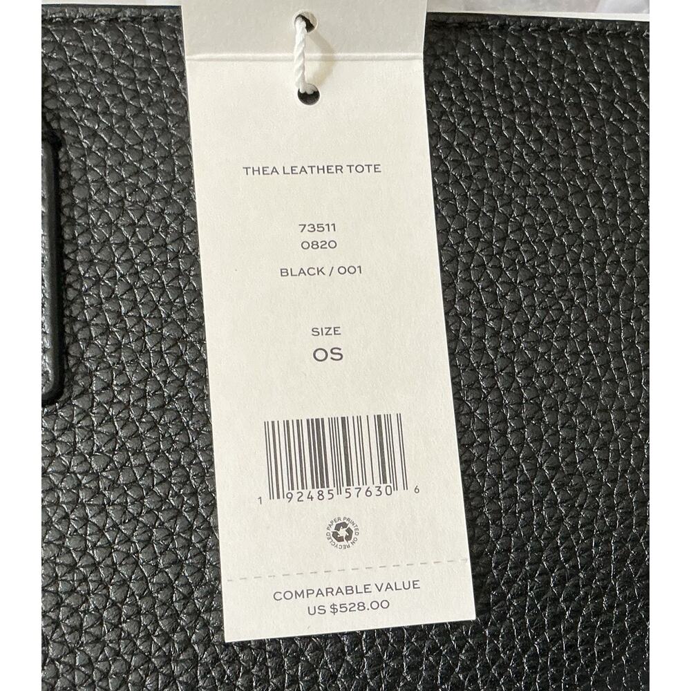 🆕NWT Tory Burch Thea Center Zip Pebbled Leather Tote Bag Black Authentic - Picture 13 of 14